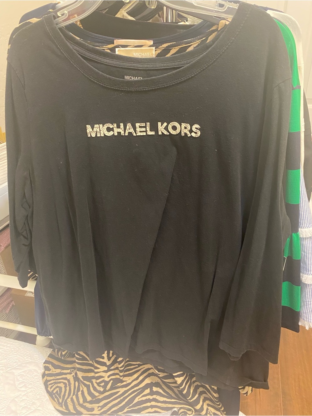 Michael Kors Black Logo Crewneck Long Sleeve Tee 3x